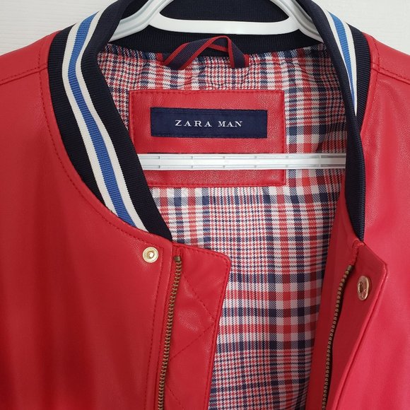 Zara Men's Faux Leather Varsity Jacket - Picture 2 of 4